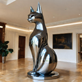 ArtZ® Stainless Steel Cat Sculpture - Height: 36 inch (91 cm)