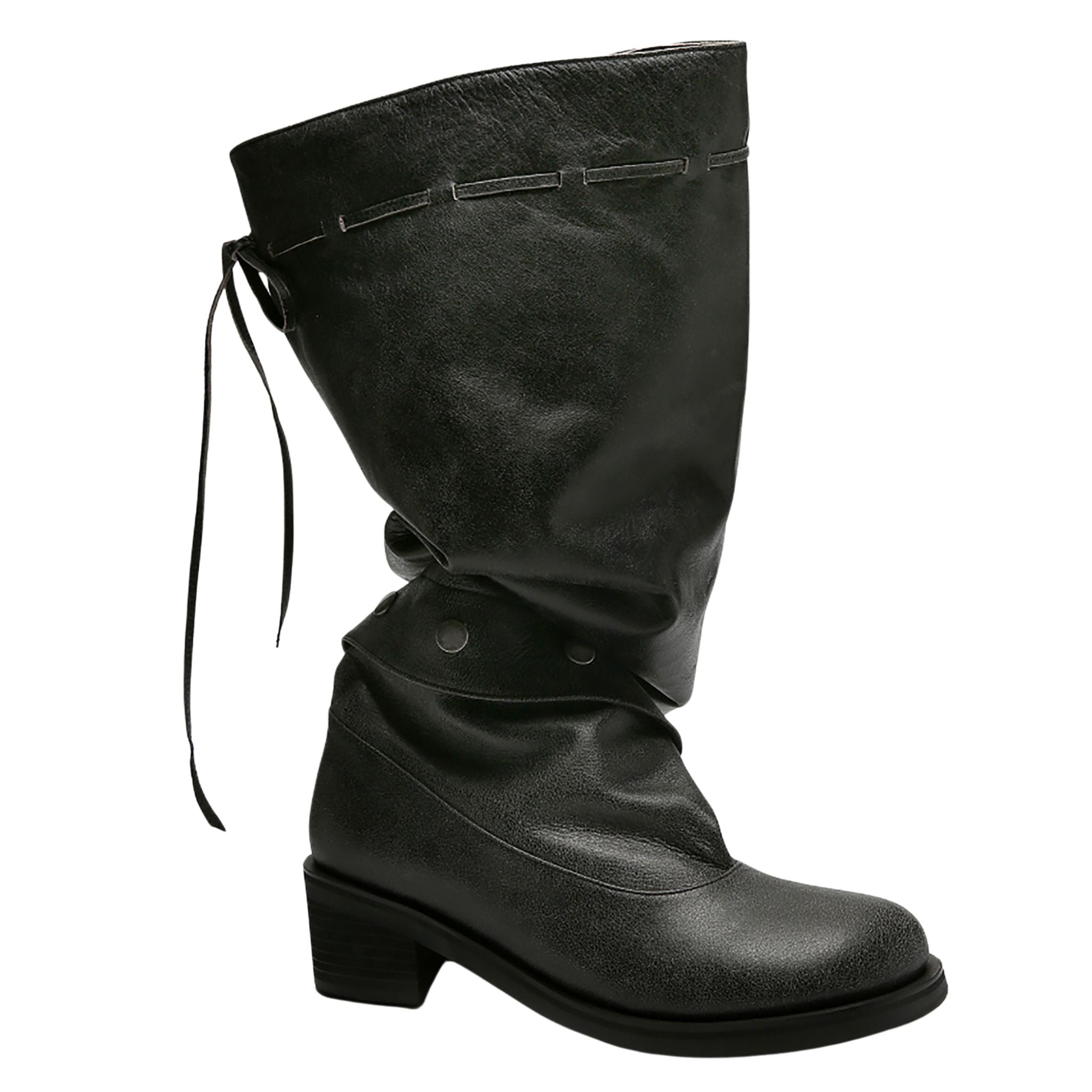 Grey Slouchy Convertible Leather Boots