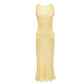 Butter Yellow Knit Dress With Feathers