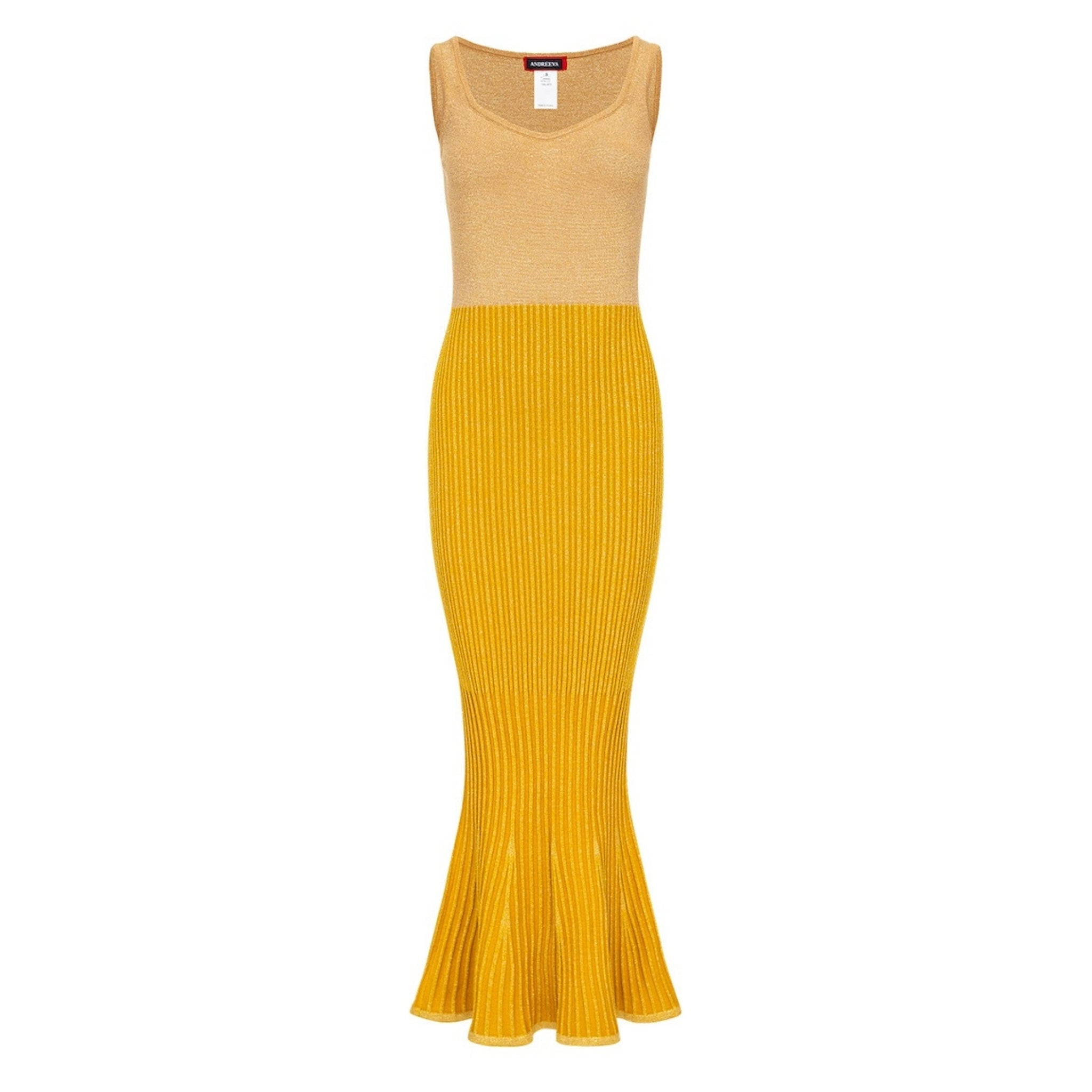 Golden Hour Metallic Knit Flared Dress