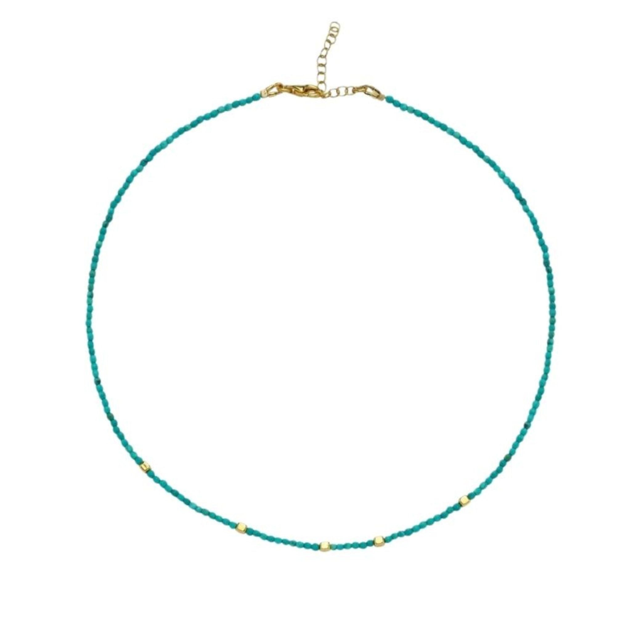 Lana Turquoise Beaded Necklace with Gold Ball Accents