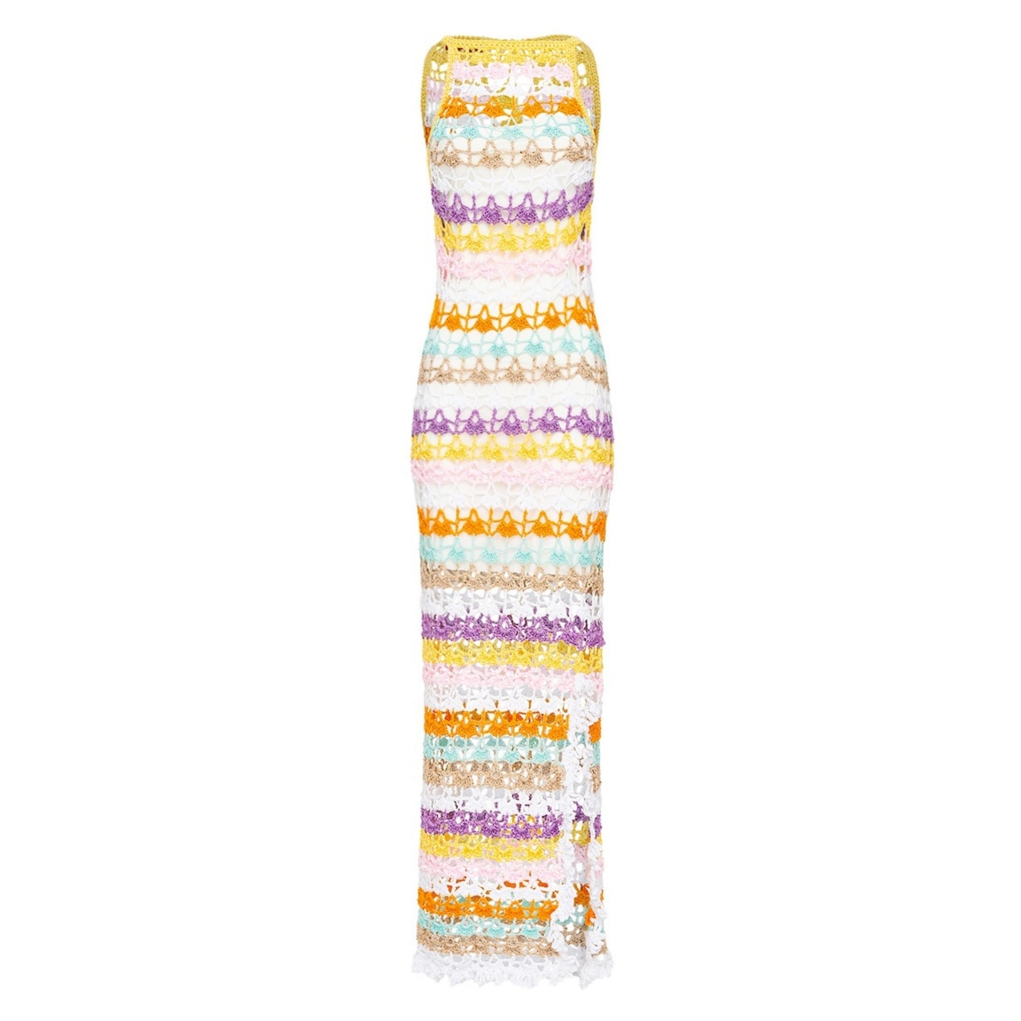 Rainbow Handmade Maxi Crochet Dress