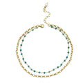 Jemy Gold Chain Anklet with Turquoise Beads