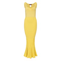 Butter Yellow Metallic Knit Dress with Flared Hem