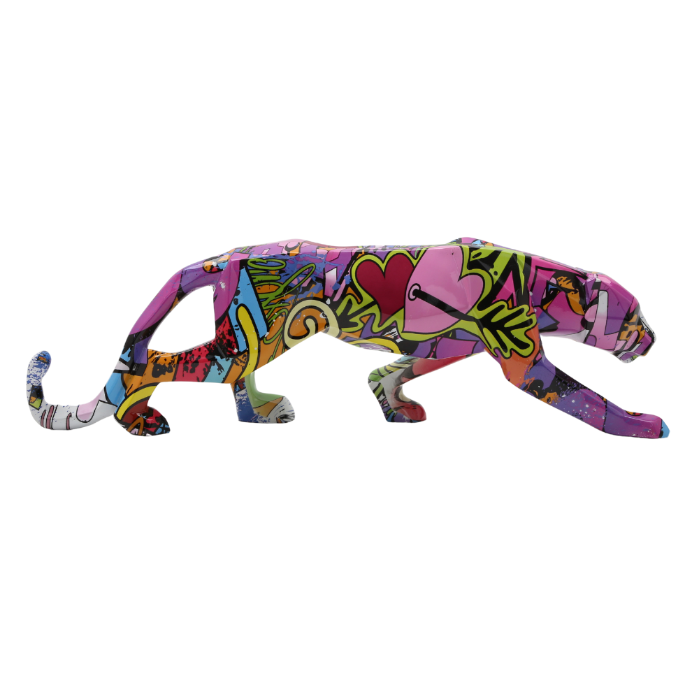 ArtZ® Graffiti Painted Panther Sculpture - Abstract