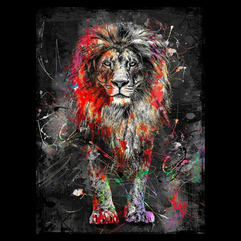 ArtZ® Nordic Lion Painting - 7.9 inch by 11.8 inch (20x30cm) No Frame