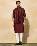 Maroon Acrylic Embroidered Kurta Set By KYNAH, Luxury Indian Fashion & Bridal Wear