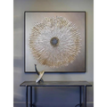 ArtZ® Hypnotic Flower Hand Painted Oil Painting On Canvas - Gold and Silver Tones / 47.2 inch by 47.2 inch (120x120cm) No Frame