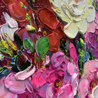 ArtZ® Happy Flowers Hand Painted Oil Painting On Canvas - 23.6 inch by 23.6 inch (60x60cm) No Frame