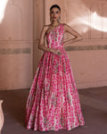 One Shoulder Rani Pink Gown By KYNAH, Luxury Indian Fashion & Bridal Wear