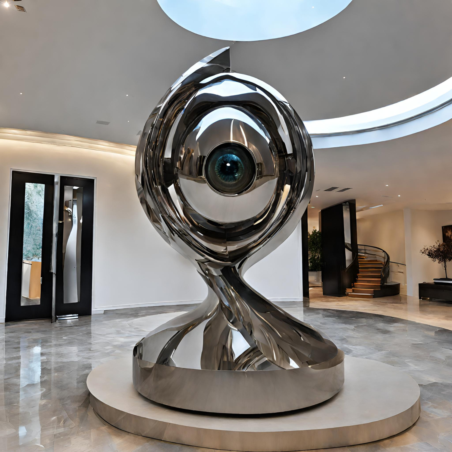 ArtZ® Stainless Steel Evil Eye Sculpture - Height: 72 inch (183 cm)