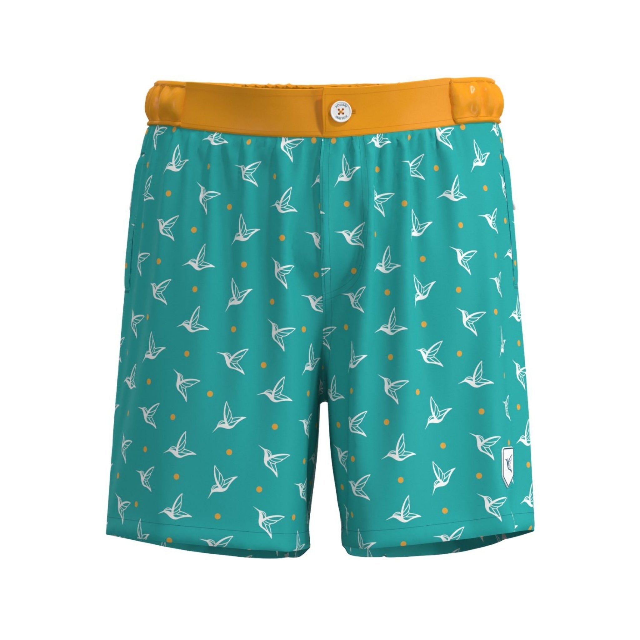Aquamarine Kolibri Monogram Swim Trunks