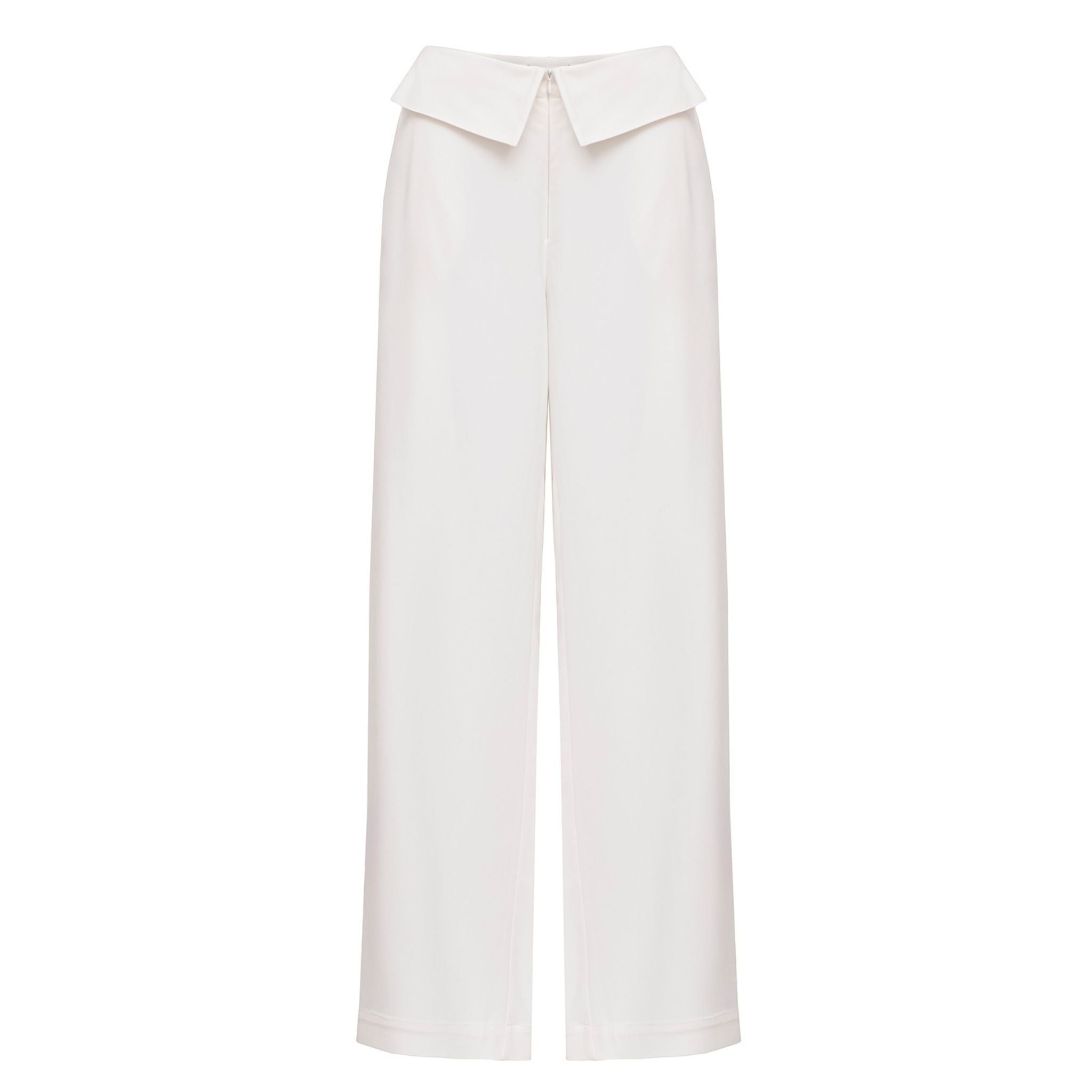 White Folded Waist Pants