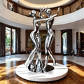 ArtZ® Stainless Steel Dancing Couple Sculpture - Height: 108 inch (274 cm)