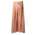 Peach Wool High-Waist Pants with Back Skirt Panel