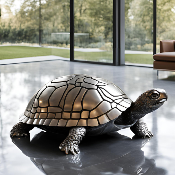 ArtZ® Stainless Steel Turtle Sculpture - Length: 72 inch (183 cm)