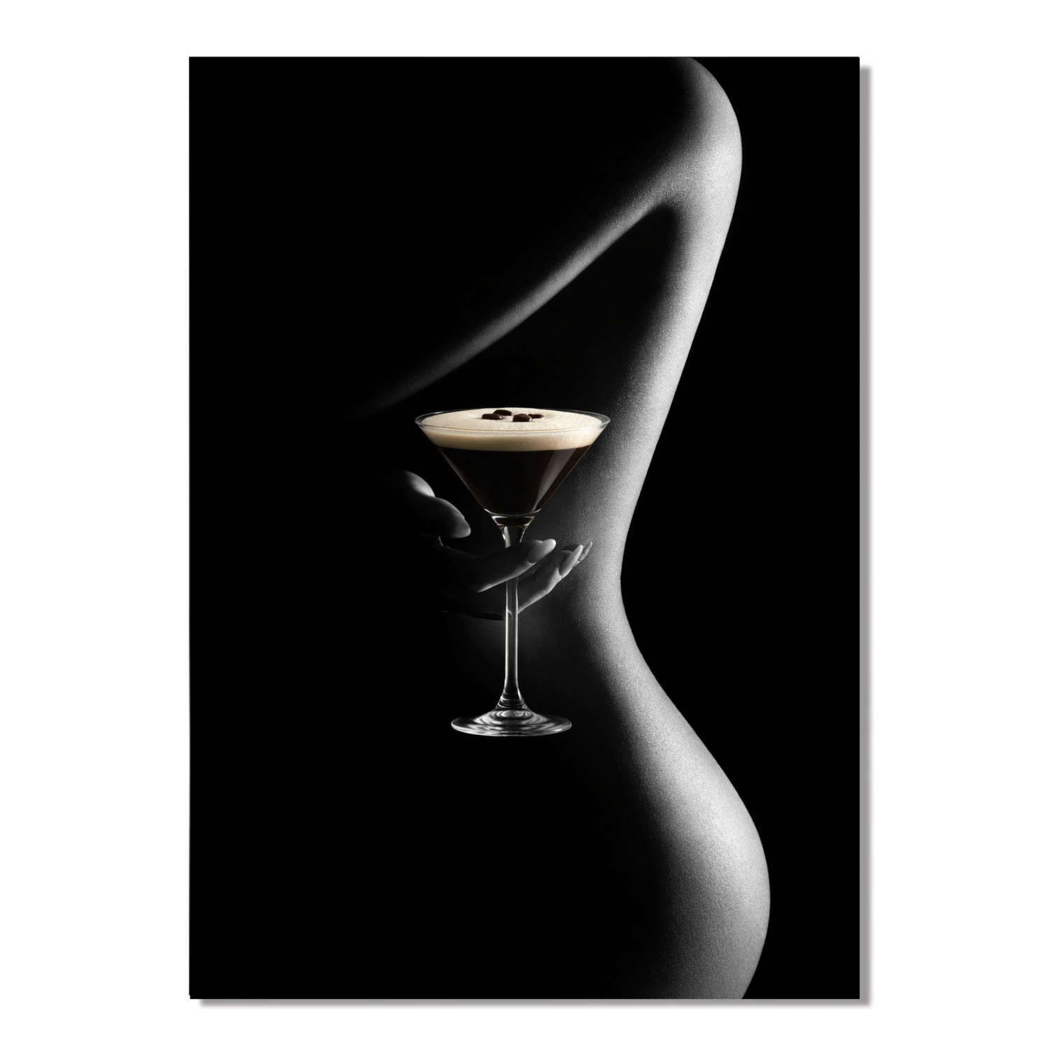 ArtZ® Who Wants Espresso Martini Painting - Curvy Back - Hand Holding Espresso Martini / 40 inch by 60 inch (101x151cm)