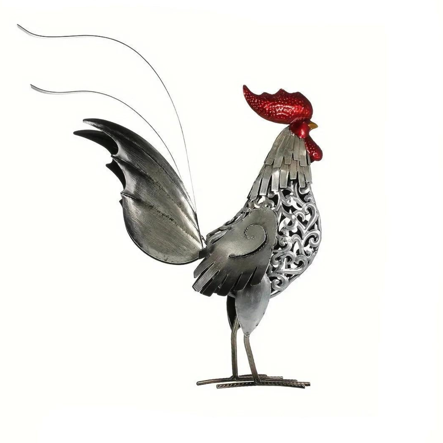 ArtZ® Metal Rooster Sculpture - Silver