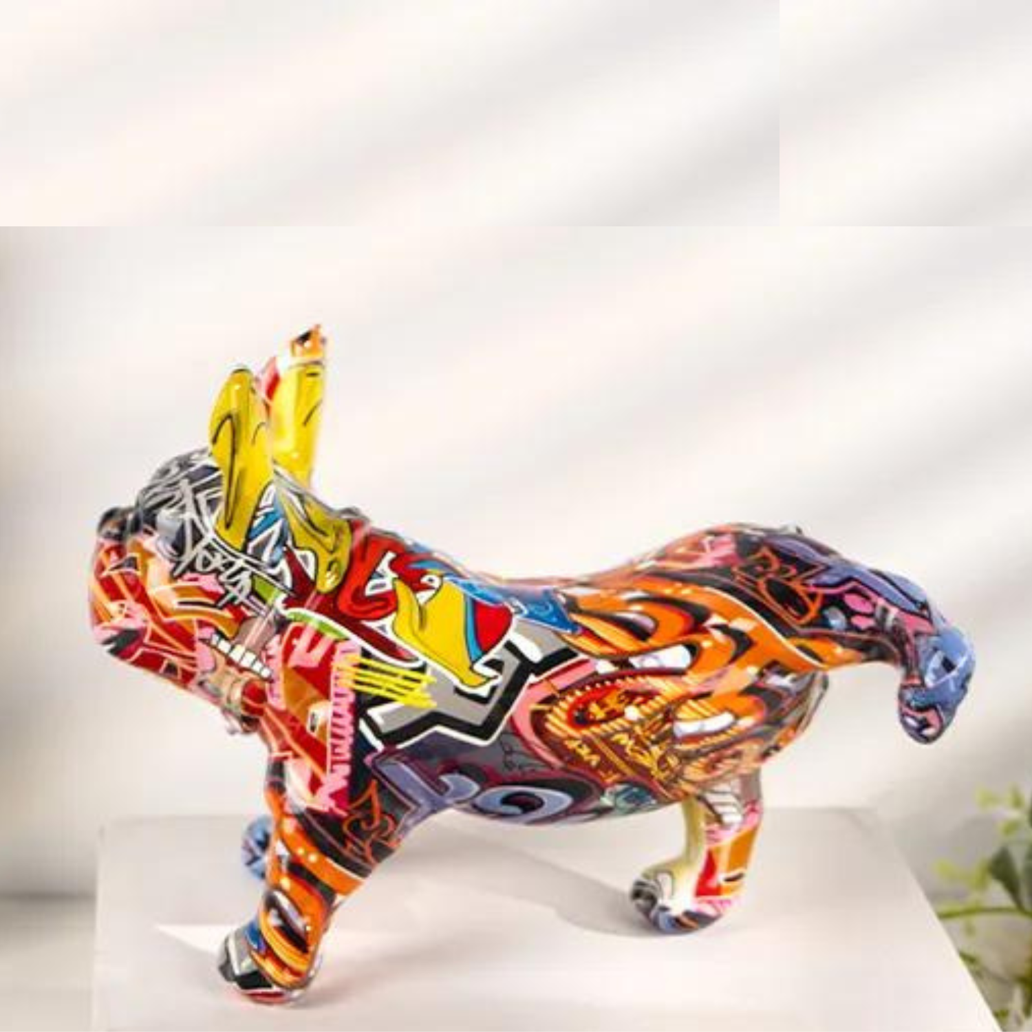 ArtZ® French Bulldog Doing Number One Graffiti Painted Sculpture - Graffiti