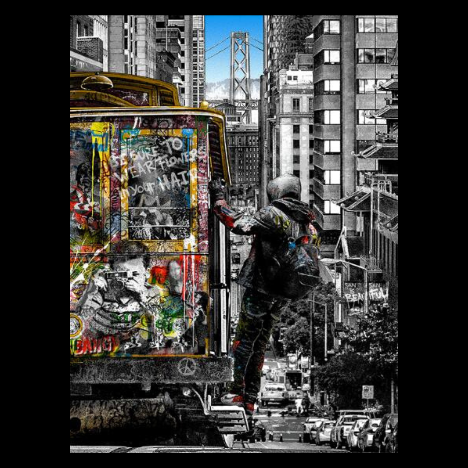 ArtZ® San Francisco Streetcar Painting - 39.4 inch by 55.1 inch (100x140cm) No Frame