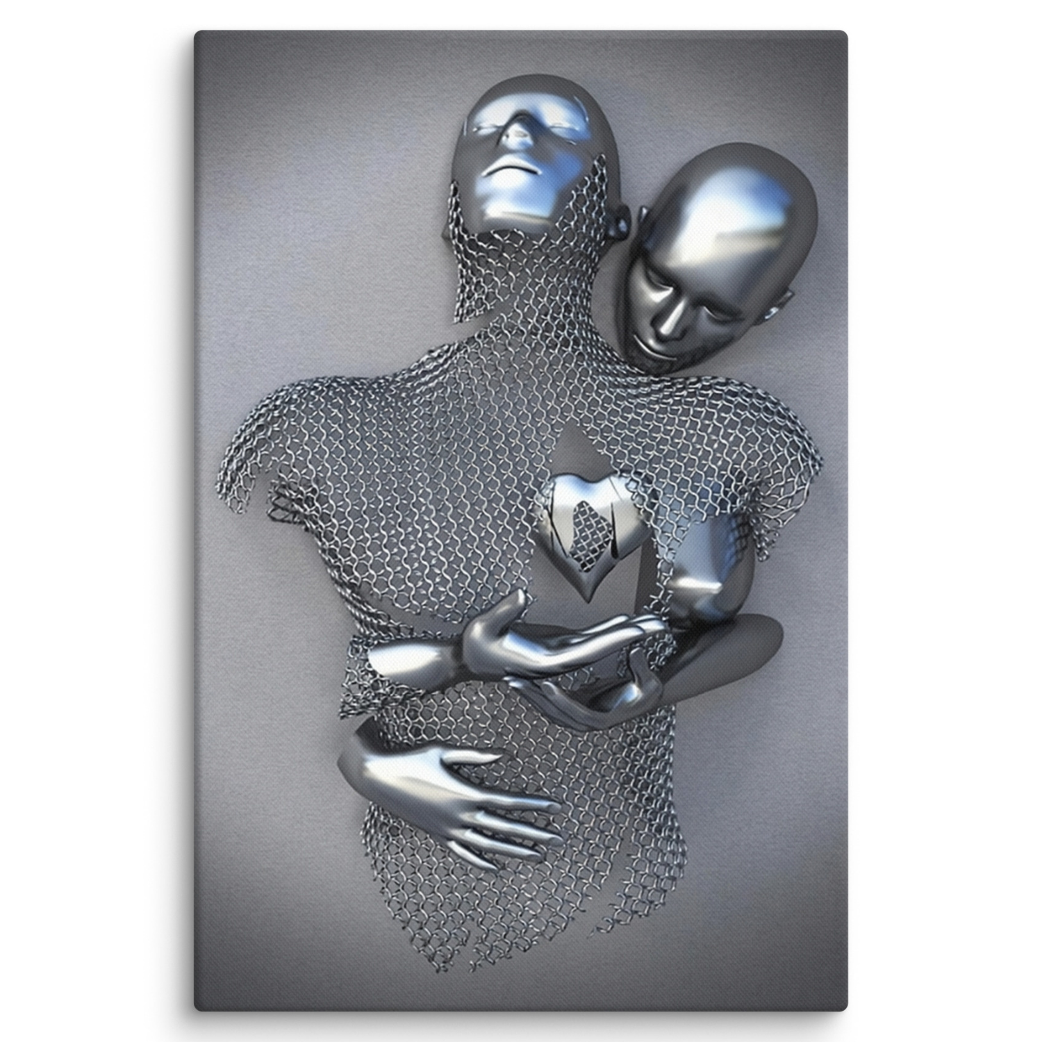 ArtZ® Emotions Canvas Paintings - Silver Heart / 12 inch by 16 inch (30x40cm)