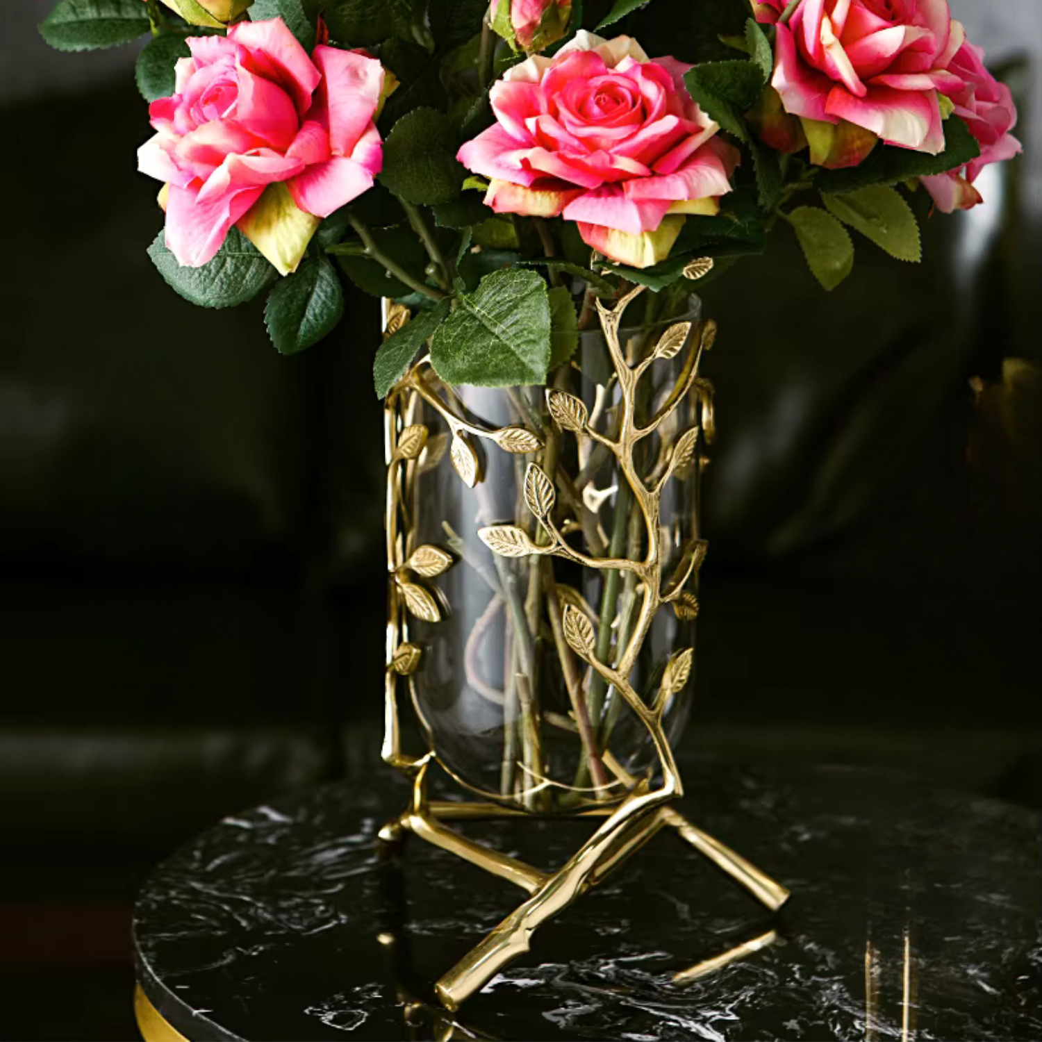 ArtZ® Golden Leaf Vase - Small; Height 11 inch (28 cm)