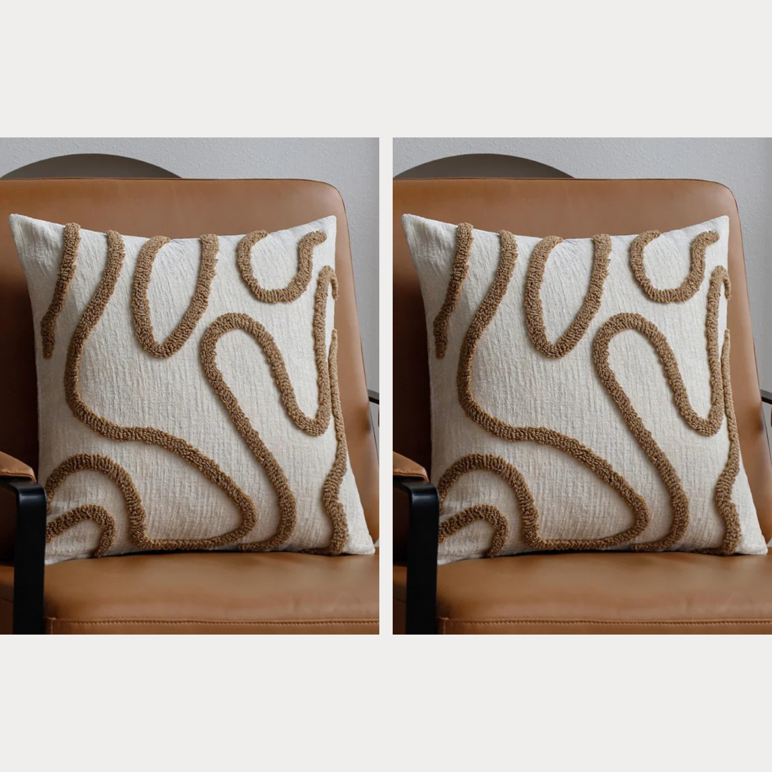 ArtZ® Bohemian Bliss Pillow Covers, Set of 2 - 2 Coffee Line Pillow Covers