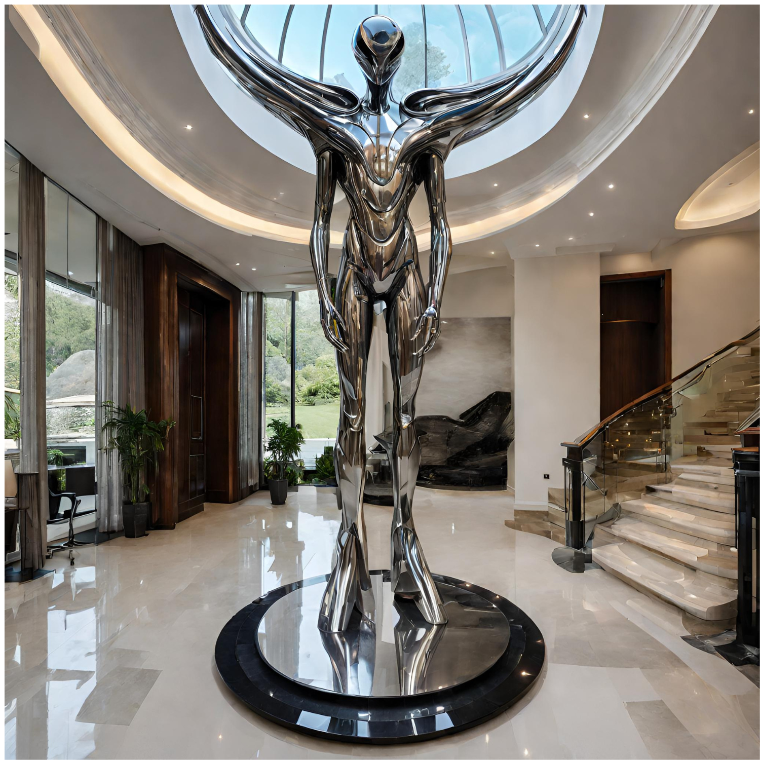 ArtZ® Stainless Steel Alien Sculpture - A / Height: 108 inch (274 cm)