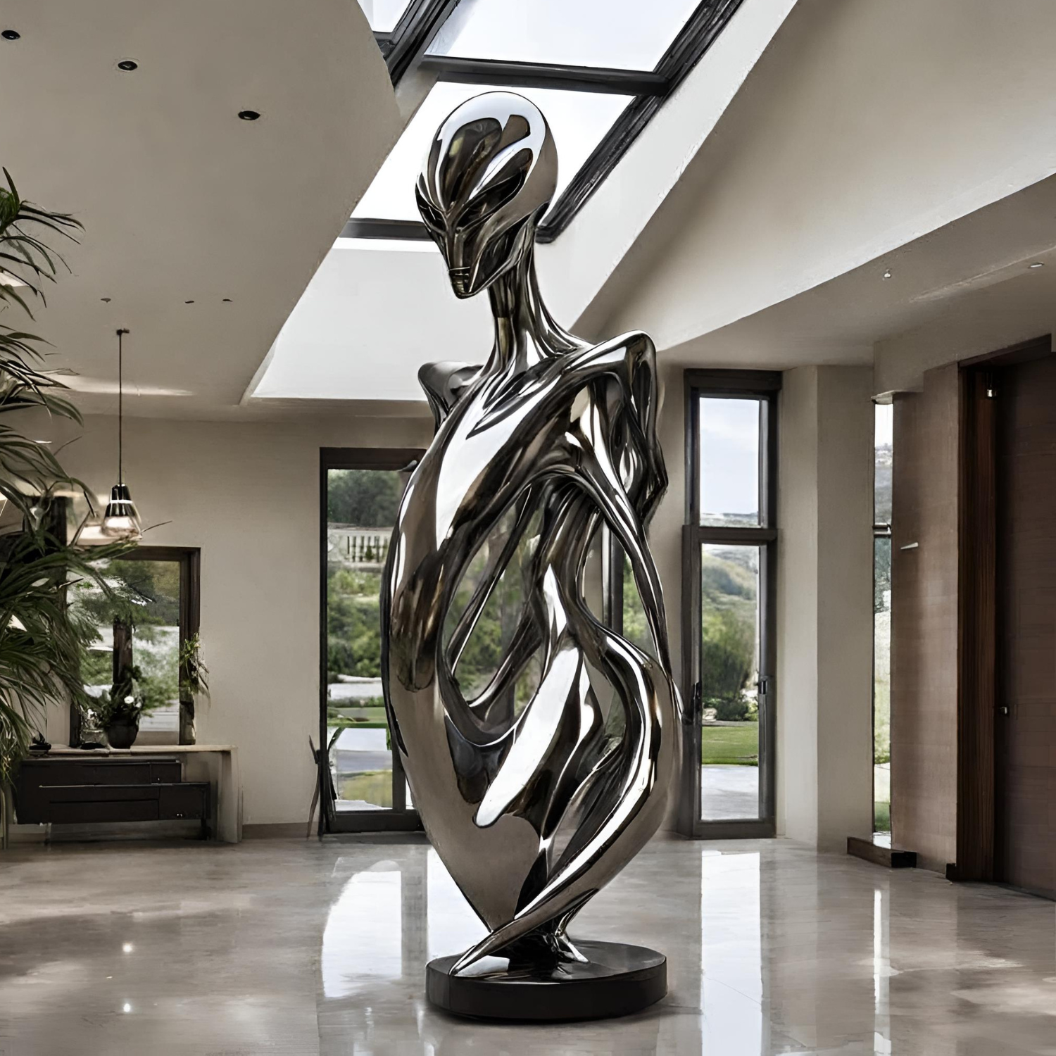 ArtZ® Stainless Steel Alien Sculpture - B / Height: 36 inch (91 cm)