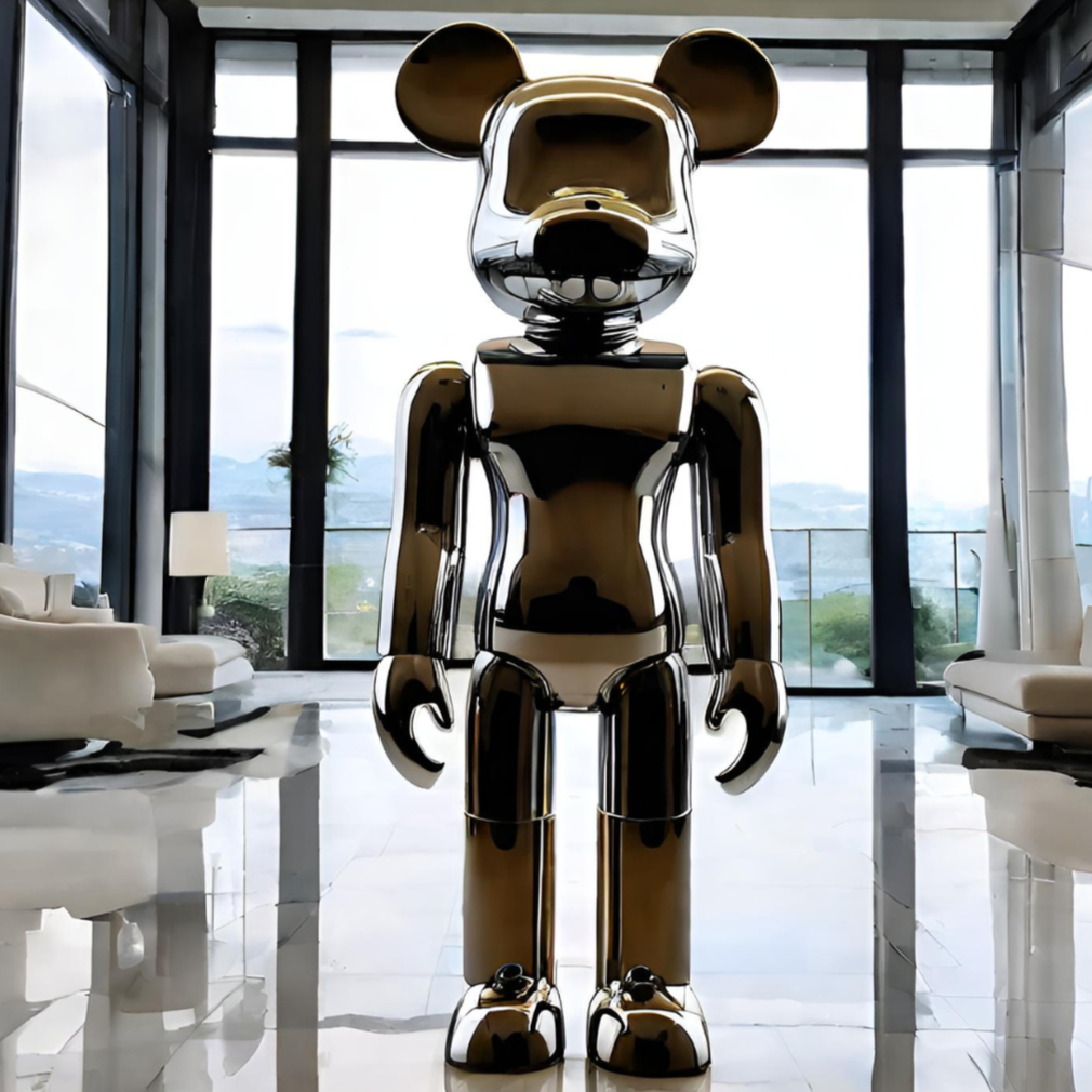OSO Stainless Steel Bear Sculpture - Height: 36 inch (91 cm)