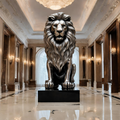 ArtZ® Stainless Steel Lion Sculpture - Height: 36 inch (91 cm)