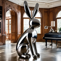ArtZ® Stainless Steel Rabbit Sculpture - Height: 72 inch (183 cm)