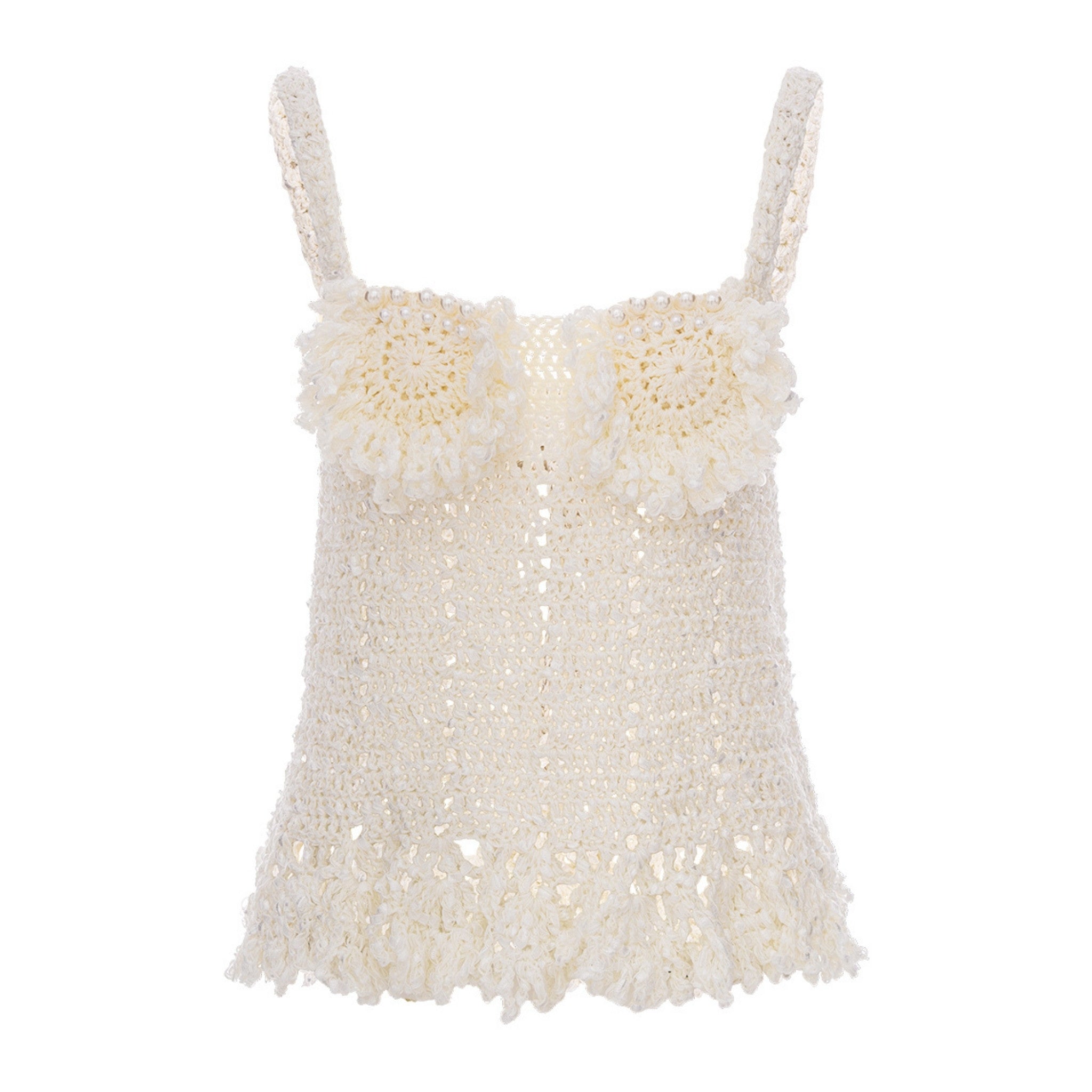 Chrysanthemum Handmade Crochet Top | White