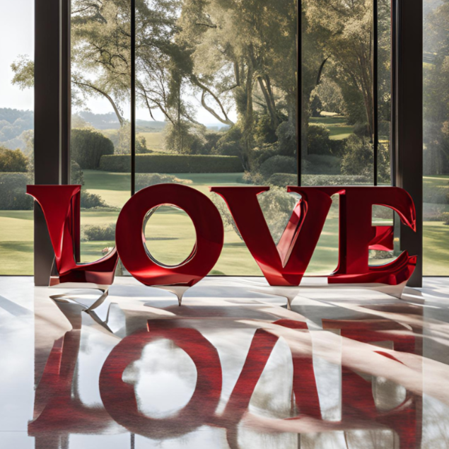 ArtZ® Stainless Steel Love Sculpture - Width: 108 inch (274 cm)