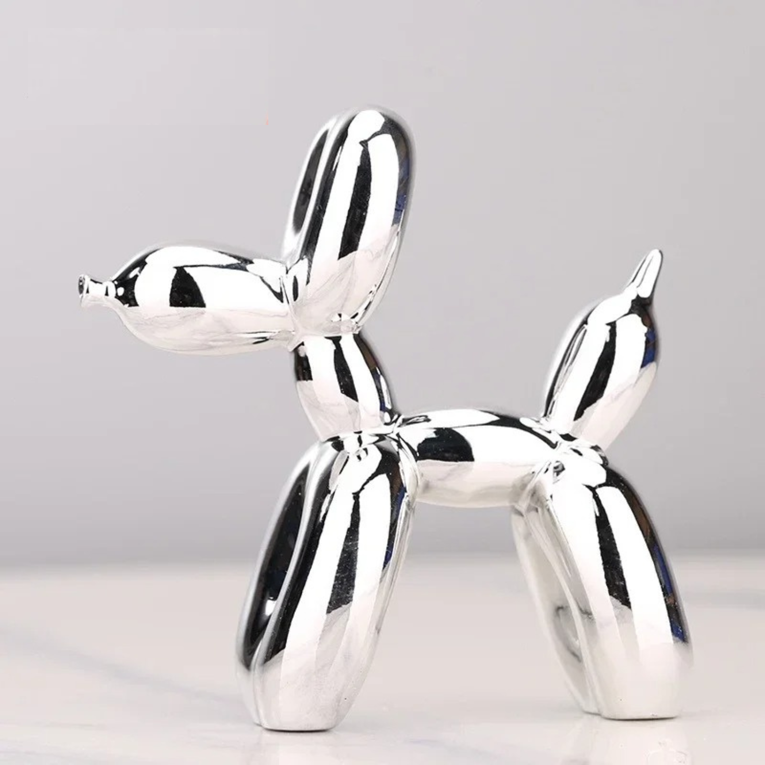 ArtZ® Balloon Dog Sculpture - Silver / 4x4x1.5 inches (10x10x4cm)