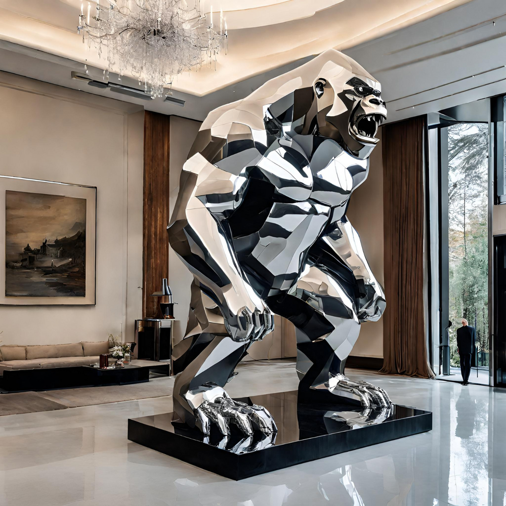 OSO Stainless Steel Gorilla Sculpture