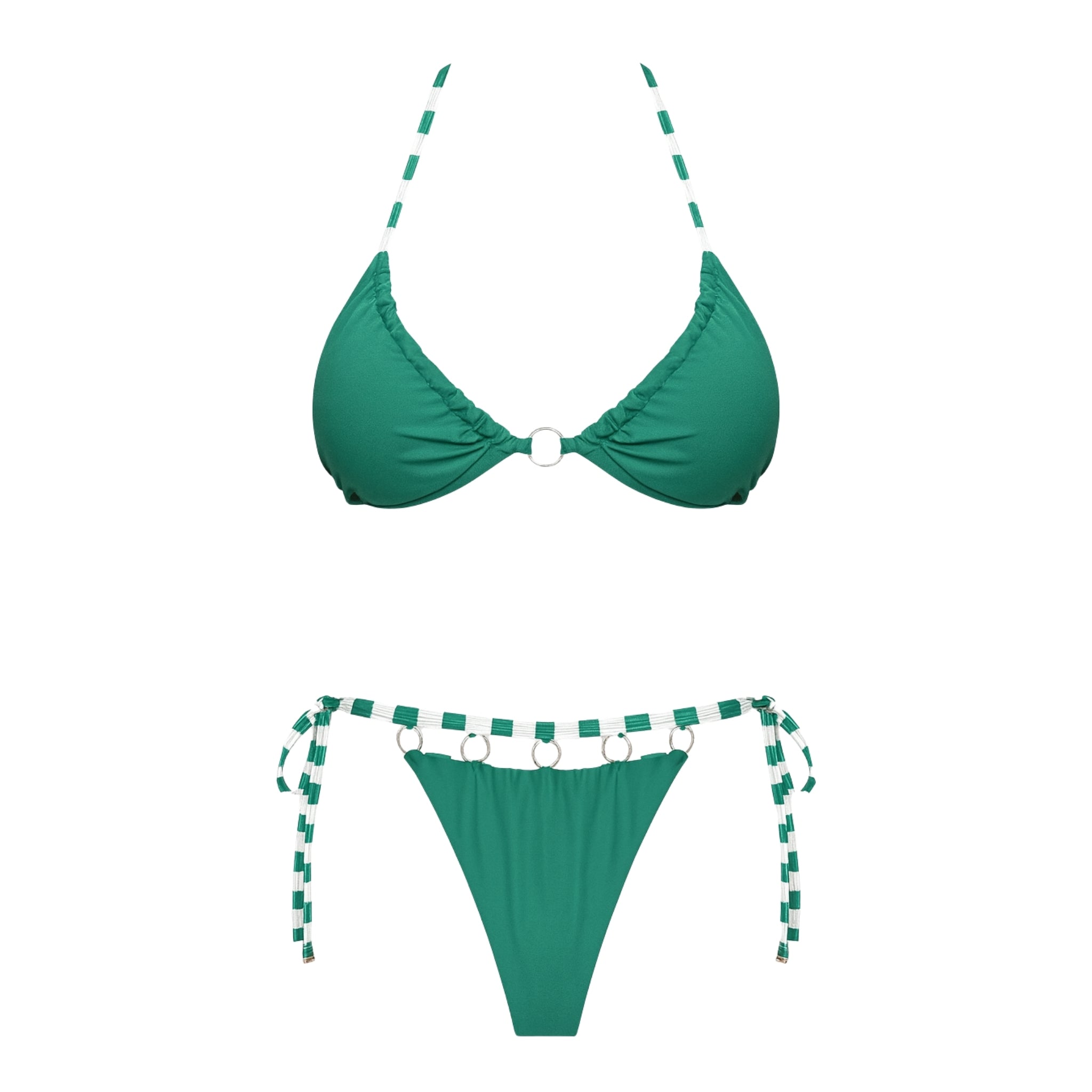 Turquoise String Bikini Set with Metal Rings