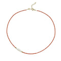 Kely Red Coral Beaded Necklace with Pearl Detail