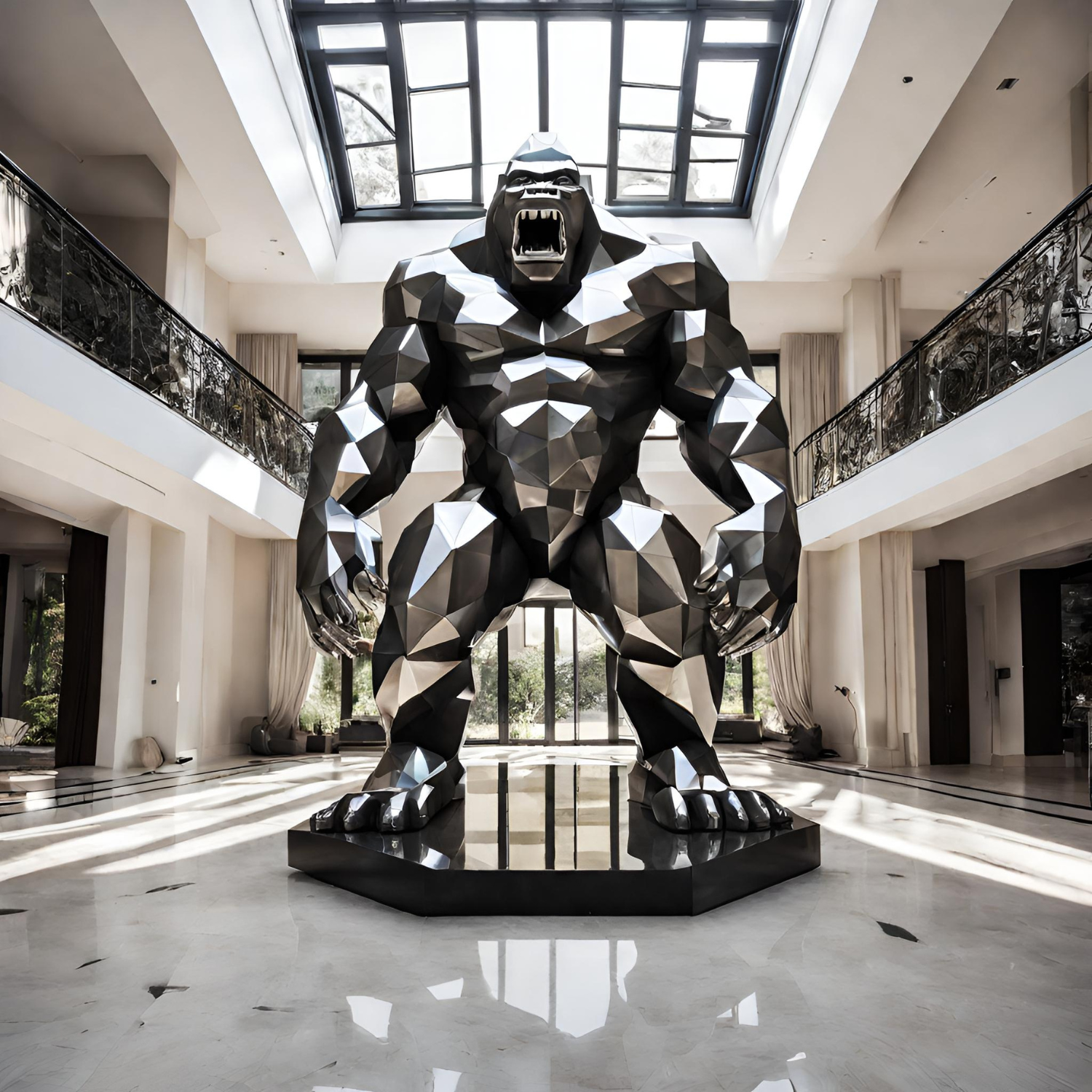 OSO Stainless Steel Gorilla Sculpture - A / Height: 72 inch (183 cm)