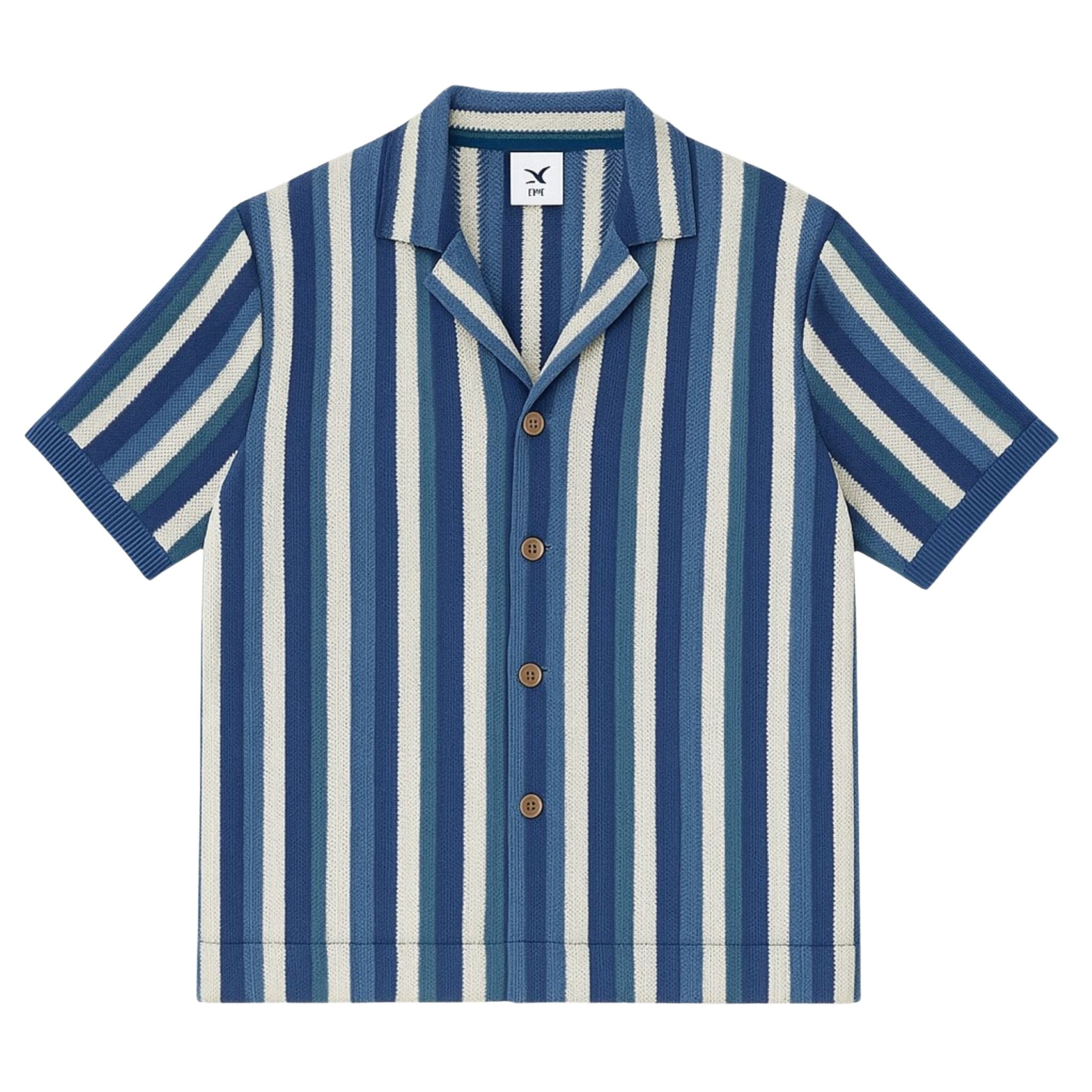 Striped Button-Up Shirt in Midnight Blue & Sage