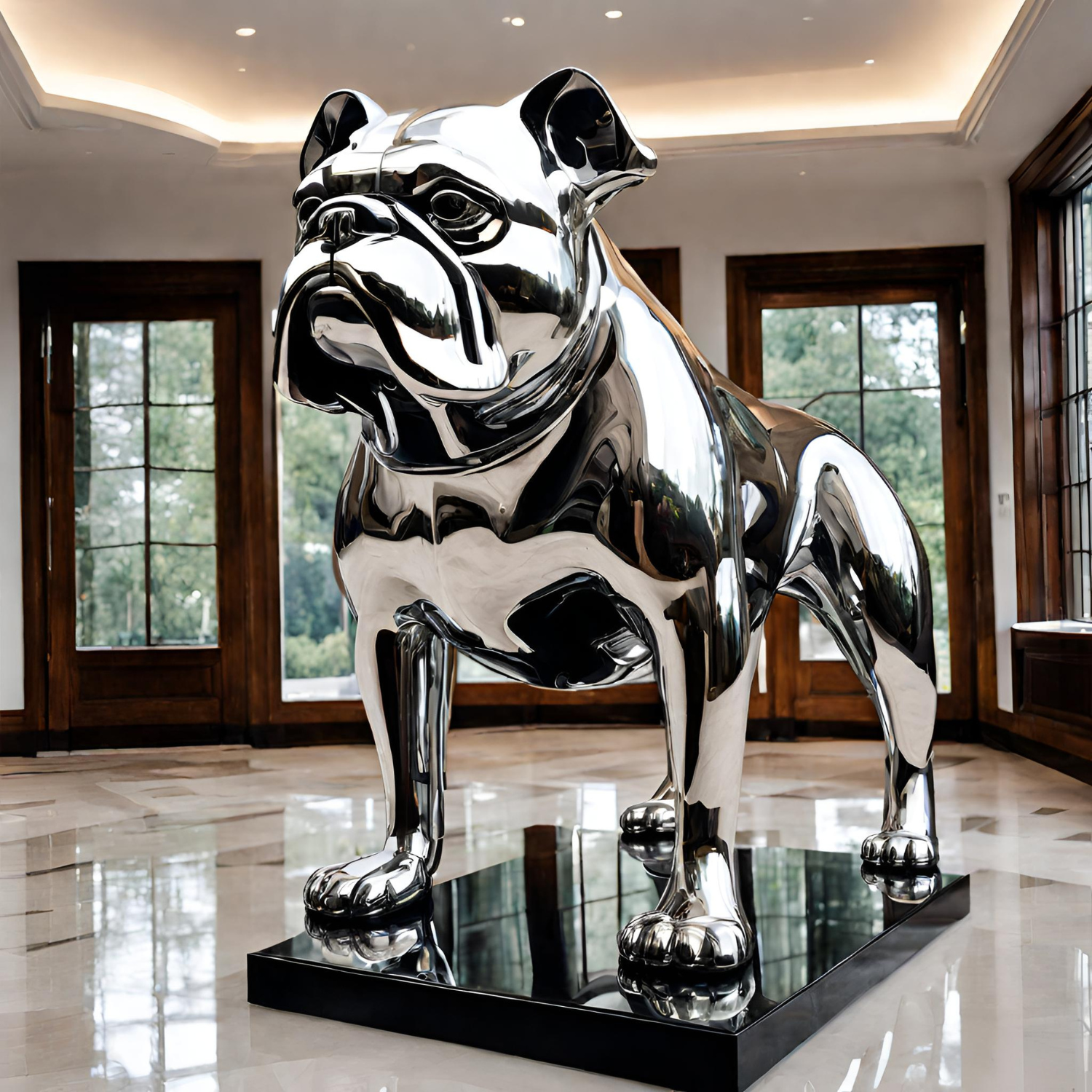 ArtZ® Stainless Steel Bulldog Sculpture - Height: 108 inch (274 cm)