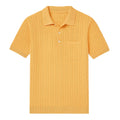 Orange Cable Knit Cashmere Feel Polo Shirt