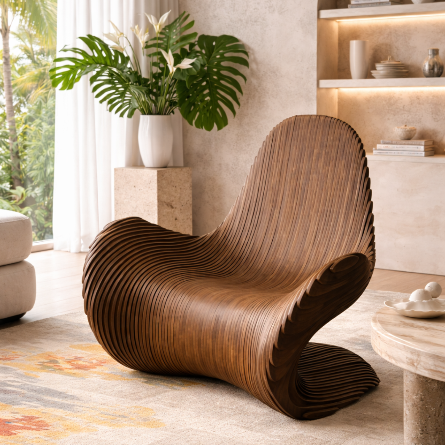 ArtZ® Solid Wood Handmade Solara Chair - Dark Wood