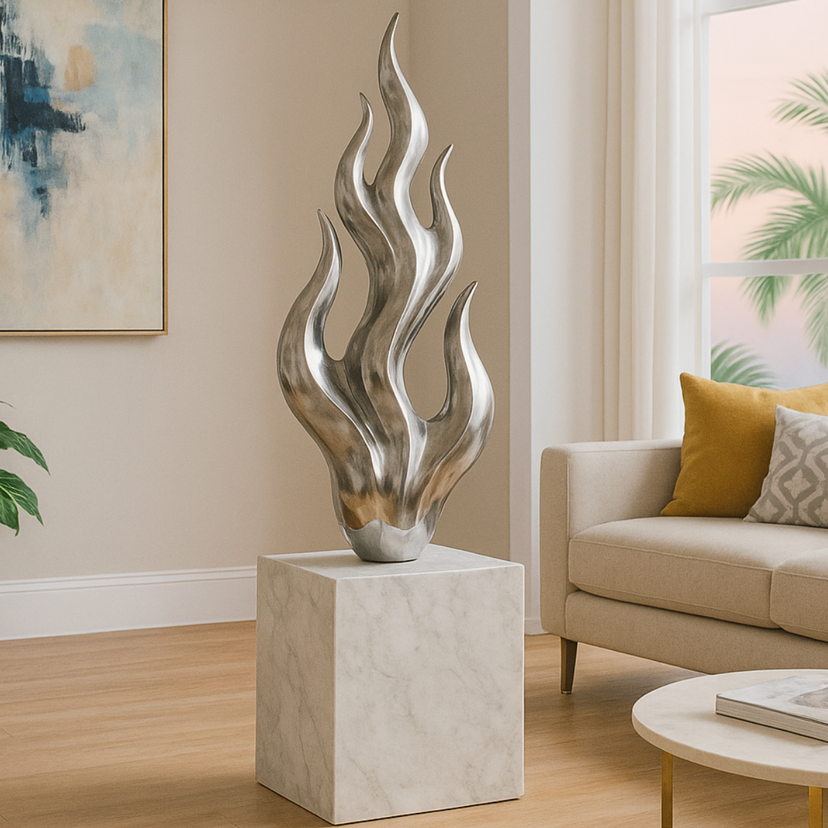 OSO Stainless Steel Rekindle Flame Sculpture - Height: 36 inch (91 cm)