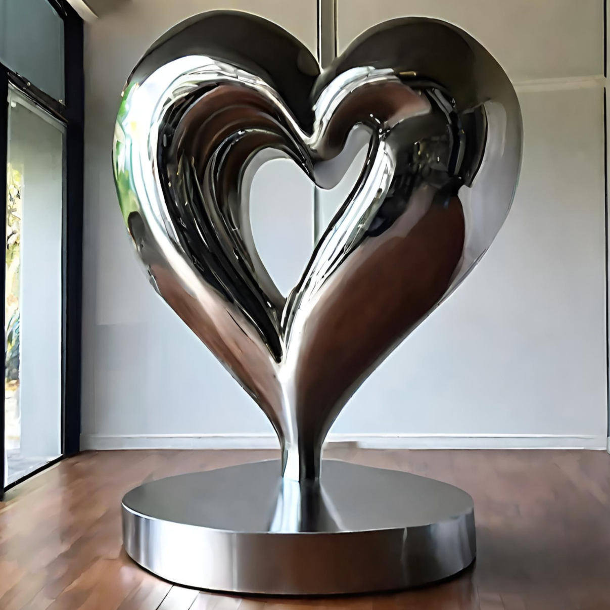 ArtZ® Stainless Steel Heart Sculpture - Height: 108 inch (274 cm)