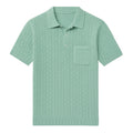 Sky Blue Cable Knit Cashmere Feel Polo Shirt
