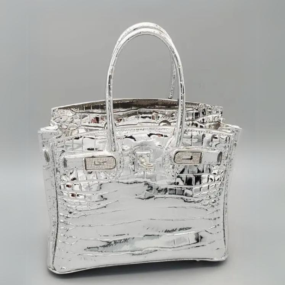 ArtZ® Very Fancy Bag Vase Sculpture - Silver