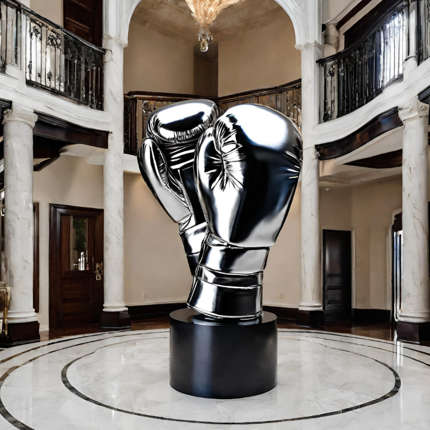 ArtZ® Stainless Steel Boxing Gloves Sculpture - Height: 108 inch (274 cm)