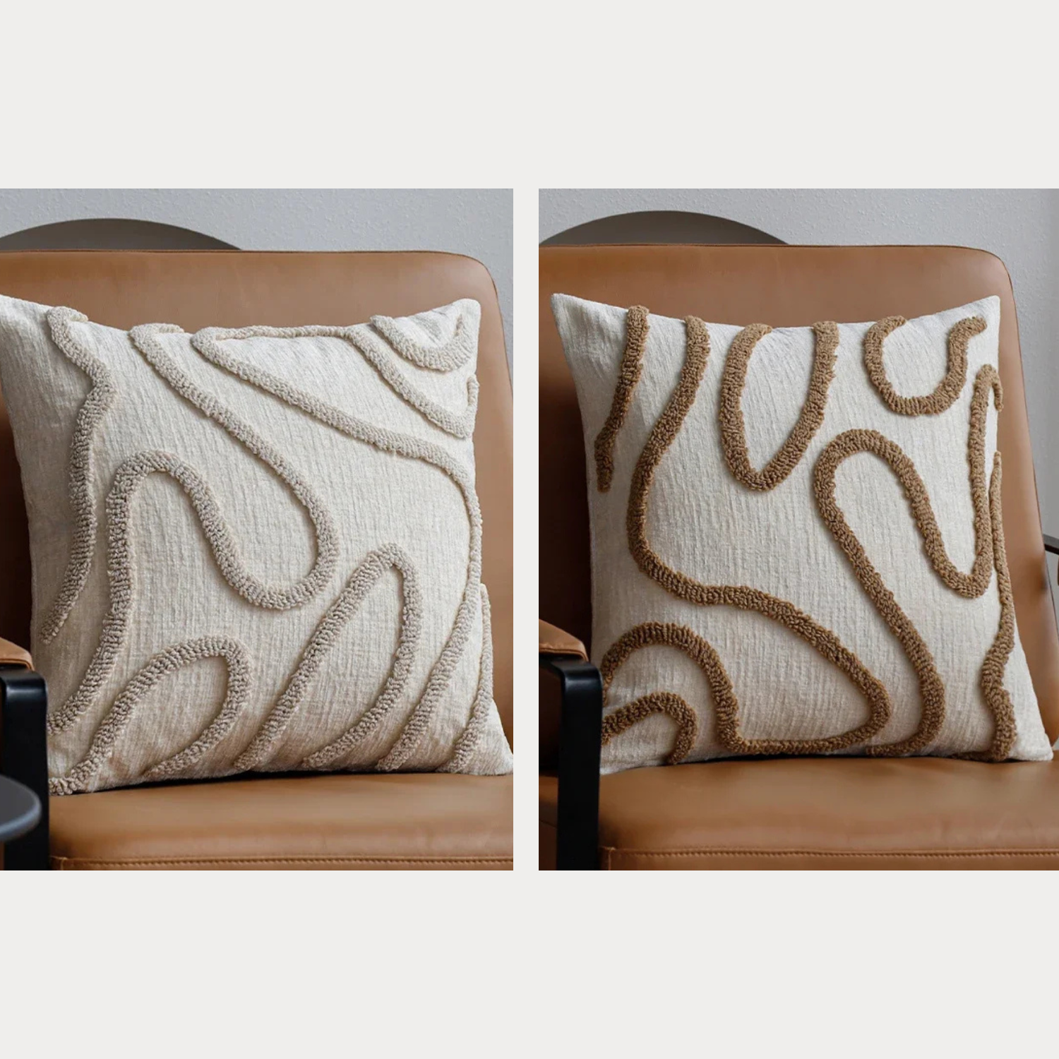 ArtZ® Bohemian Bliss Pillow Covers, Set of 2 - 1 Beige Line Pillow Cover & 1 Coffee Line Pillow Cover