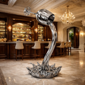 OSO Stainless Steel Elysian Pour Sculpture - Height: 72 inch (183 cm) / Silver Wine